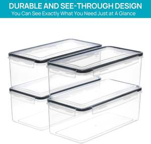 Contenants de stockage alimentaire hermétiques avec couvercles, lot de 4, 3,2 L, boîtes à spaghetti en plastique pour l'organisation des pâtes, organisation du garde-manger - Product Image 2