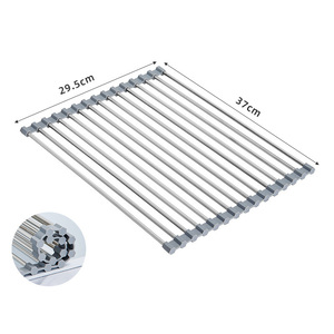 <span class=keywords><strong>Escurridor</strong></span> de Platos Enrollable, Cubierta para Fregadero, Organizador <span class=keywords><strong>Multiusos</strong></span> para Fregadero de Cocina, <span class=keywords><strong>Plegable</strong></span>, de Acero Inoxidable, Ecológico, Desmontable - Product Image 5