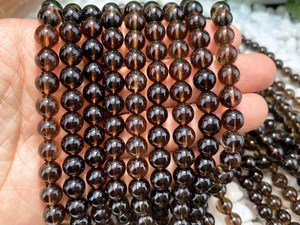 ลูกปัดควอตซ์สโมคกี้ธรรมชาติทรงกลมเรียบ ขนาด 4 มม. 6 มม. 8 มม. 10 มม. 12 มม. 14 มม. สำหรับทำเครื่องประดับ - Product Image 2