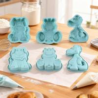 Nouveau moule à gâteau en silicone en forme de dinosaure, ensemble de trois pièces, outils de cuisson écologiques