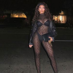 <strong>Fishnet</strong> <strong>Stockings</strong> Zipper Bodysuit Women's High Neck Lace Sexy Hollow See-through - Product Image 3