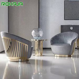 Sillón de Lujo, Sofá con Estructura de Acero Inoxidable Dorado, <span class=keywords><strong>Diseño</strong></span> de Corona, Sillón <span class=keywords><strong>Reclinable</strong></span> para Sala de Estar, Hotel, Villa u Oficina - Product Image 1