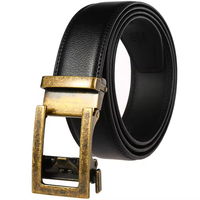 Ceinture en cuir véritable pour homme LY33-21601-1 avec boucle automatique, logo personnalisé en usine, ceinture pour homme avec boucle automatique