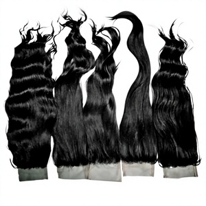Extensiones de Cabello Indio con Cierre de Onda Profunda, Frente de Encaje HD, Negro Natural, Rizado, Virgen, de un Solo Donante, de Primera Calidad, Suave y Liso - Product Image 4