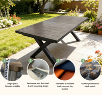 Meubles de jardin personnalisés, table à manger extensible avec plateau en céramique, cadre en aluminium imperméable pour restaurant, hôtel ou villa