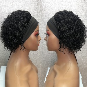 Peluca con Diadema XSY, Cabello Humano, Longitud Media, Sin Pegamento, Sin Encaje Frontal, 150% de Densidad, Color Natural, Cabello Rizado para <span class=keywords><strong>Mujer</strong></span> - Product Image 4