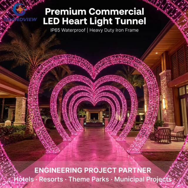 Giant Led Heart Tunnel Arch Motif Lights Waterproof Weather Resistant for Wedding Party Theme Park  Commercial Festive Displays
