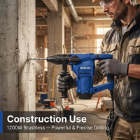 Marteau perforateur rotatif électrique HERZO 1200W 220V, portable pour le bricolage, la découpe du béton et les travaux d'impact