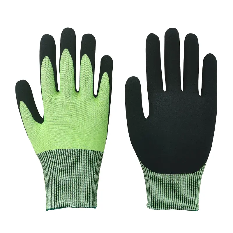 Anti corte fluorescente resaltar verde o amarillo naranja construcción trabajo jardín guantes trabajo guantes HiViz color
