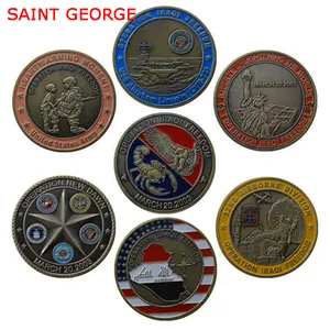 SAINT GEORGE 세트 7 코인 미국 골동품 청동 도금 컬렉션 금속 도전 동전