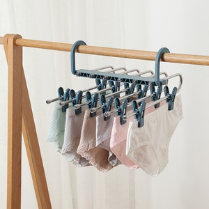 Space Saver 6 in 1 Multifunction Trouser Scarf Pant Hangers Multi Layer Magic Folding Stainless Steel Clothes Hanging Rac <b>Clips</b> - Product Image 2