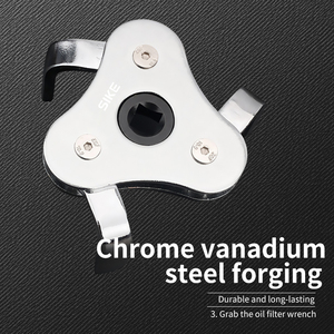 Chiave per filtro dell'olio con azionamento pesante da 3/8 pollici con guida quadrata universale regolabile per auto strumento manuale di rimozione del filtro cromato per livellatrice fai da te - Product Image 6