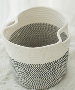 Handmade Foldable Storage Baskets Cotton Rope Basket Laundry Box With Handles