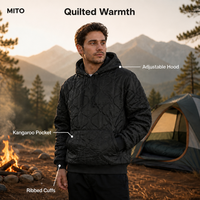 Sweat à capuche matelassé MITO DNC Camo, couche thermique chaude pour l'extérieur avec poche kangourou et cordon de serrage, pour homme, idéal pour le camping par temps froid