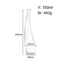 Botol Kaca Silinder Transparan Unik 550ml dengan Cetak Sablon Desain Pabrik Baru untuk Kemasan Minuman Brandy, Vodka, Wine Crown