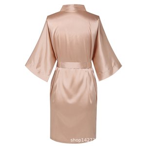 Custom Logo <strong>Women</strong> Faux Silk Satin Pajamas Spring Summer Quick <strong>Dry</strong> Sexy Short Sleeve Dress <strong>Women</strong> Oversize Sleepwear Night <strong>Robe</strong> - Product Image 4