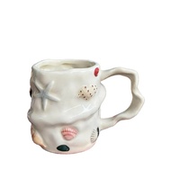 Tasse en céramique Coquillage 250ml 300ml, Tasse à café style nordique, thème plage et océan, Cadeau unique, Mug de bureau gaufré