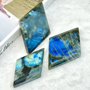 Wholesale Natural Crystal Caving Blue Ray Labradorite Diamond Crystal Decor