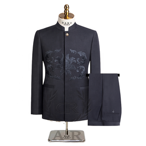 <span class=keywords><strong>Traje</strong></span> de Hombre de 2 Piezas, Estilo Tradicional, Estampado Floral, Casual, con Botones Ocultos, Cuello Alto, Chaqueta de Un Solo Pecho y Pantalón Recto - Product Image 3