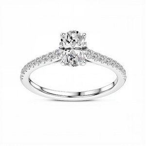 Anillo atemporal de diamantes cultivados en laboratorio, redondos y ovalados, con piedras redondas de 1.23 quilates y ovaladas de 1.00 quilates en plata de ley 925. - Product Image 3