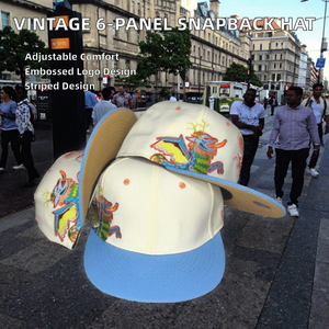 Nouvelle Casquette Snapback 6 Panneaux Tendance Style Vintage Unisexe avec Broderie d'Équipe de Football, Motifs Ethniques Rayés et à Pois, Sportive et Classique - Product Image 2