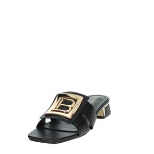 Sandales à talons Laura Biagiotti pour femme, en cuir noir, bout carré, talon bas, style à enfiler - Product Image 6
