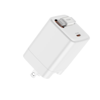 Chargeur GaN 30W avec câble rétractable, prise EU/US/UK, QC3.0 PD USB-C double type C, charge rapide pour téléphone portable et appareil photo, adaptateur USB C