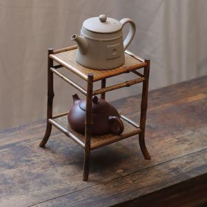 Soporte de té de bambú en miniatura con parte superior tejida para almacenamiento de juegos de té y exhibición de plantas, hecho a mano, origen Anji - Product Image 4