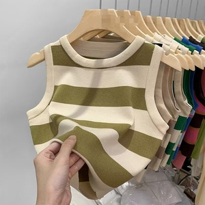 Suéter recién llegado, suéter de mujer con bloque de Color, cuello redondo, chaleco de punto sin mangas, moda de verano, suéter de secado rápido para mujer - Product Image 5