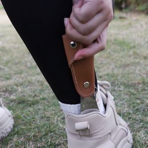 Stainless Steel Shoehorn with PU Leather Case Keyring Travel Shoe Horn Keychain Practical Tools <b>Gifts</b> - Product Image 4