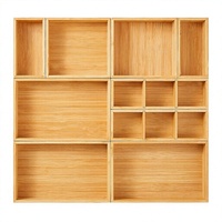 Ensemble de 9 organiseurs de tiroirs carrés vintage en bambou – Rangement léger et portable pour cuisine, salle de bain, bureau, maquillage, couverts et petits objets
