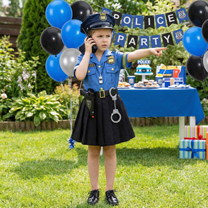 Ensemble de robe de <span class=keywords><strong>police</strong></span> pour femmes, robe d'été en polyester à manches courtes cintrée à <span class=keywords><strong>la</strong></span> taille, costume de performance pour fête d'Halloween - Product Image 2
