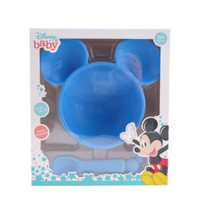 Ensemble de vaisselle d'entraînement durable Disney Mickey <span class=keywords><strong>Minnie</strong></span> cuillère à souffler amusante antidérapante enfants bébés forte aspiration colorée de qualité alimentaire - Product Image 1