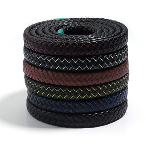 <b>String</b> Rope Findings Braided 10 Meters Genuine Full Grain Cow Skin Flat Leather Cord Roll for DIY Jewelry 12*6mm Bracelet - Product Image 3