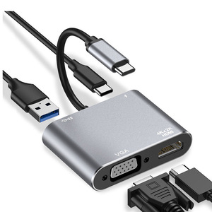 <b>Type</b> <b>C</b> To HDMI VGA <b>Adapter</b> 4K 2K Aluminum Alloy Multi Port Converter For Laptop Computer - Product Image 1