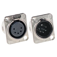 Prise XLR mâle 5 broches sur mesure à montage sur panneau, boîtier noir, broches plaquées or, bride de type D pour projecteur à tête mobile