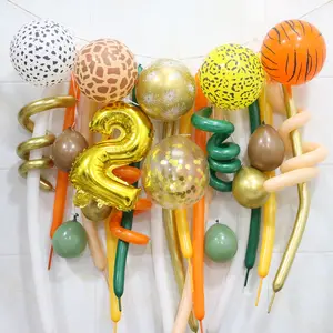 Juego de globos de látex con diseño de animal de la selva, set de globos pastel mágicos de látex para fiesta de jungla
