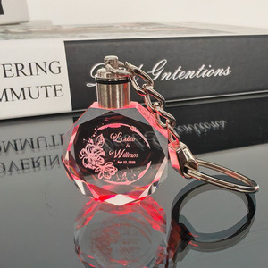 <b>Custom</b> K9 Crystal Glass Keychain Blank 3D Laser Engraved LED <b>Key</b> <b>Ring</b> Gift - Product Image 2