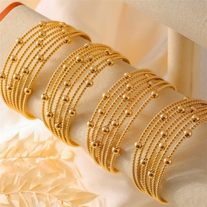 Wholesale Beads Charm <b>Mens</b> Stainless Steel <b>Men</b> Bracelet Gold Plated Chunky Layer Rope Bracelet - Product Image 2