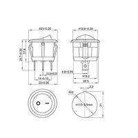 Interrupteur à bascule rond SPDT 23 mm 3 broches 3 positions ON-OFF-ON 6A/250V 10A/125V AC