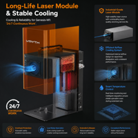 Vmyth Nuevo Grabador Láser de Diodo de Alta Velocidad 5000mm/min 2W/10W de Sobremesa Refrigerado por Aire Wi-Fi/USB para Madera, Acrílico, Metal, Piedra, MDF, Cuero