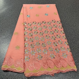 Tissu brodé africain en dentelle Aso Ebi 100 % coton écologique Toplace pour femmes, 5 yards, prêt à expédier, pour robe de mariée - Product Image 1