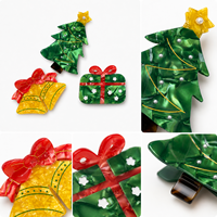 Nouvel ensemble de pinces à cheveux en acétate personnalisées avec logo pour Noël, cadeau festif de vacances, accessoires pour cheveux pour femmes