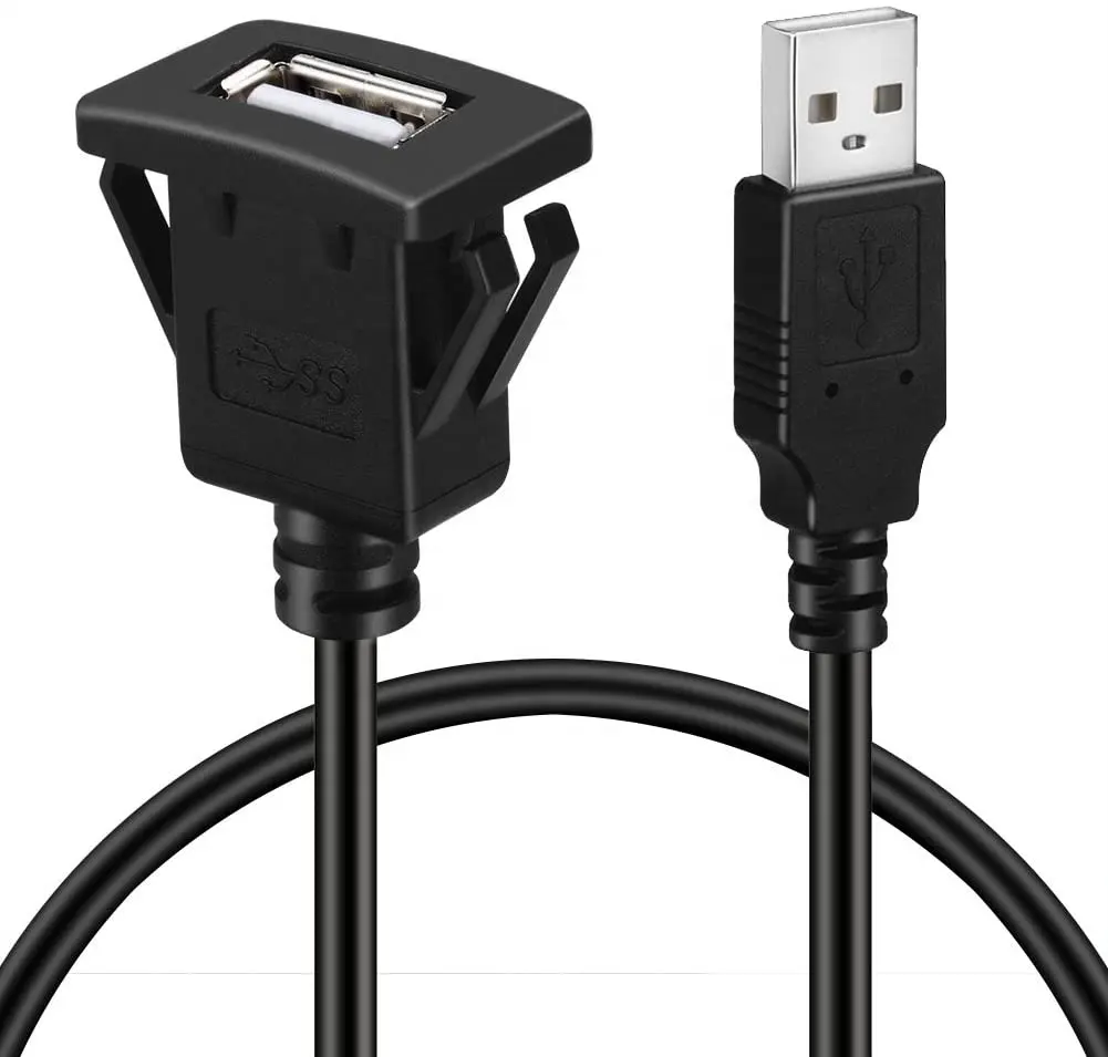 Grosir Papan Dasbor Kabel USB Flush Mount USB 2.0 Aksesori Mobil Penyetelan Kabel Ekstensi Pria Ke Wanita