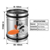 Vanne d'air manuelle en acier inoxydable 304, raccord de régulation de débit d'air avec joint d'étanchéité, régulateur de vent, amortisseur de ventilation pneumatique