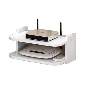 Étagère murale multifonctionnelle carrée en bois sans perforation pour décodeur TV <span class=keywords><strong>de</strong></span> salon, style industriel - Product Image 1