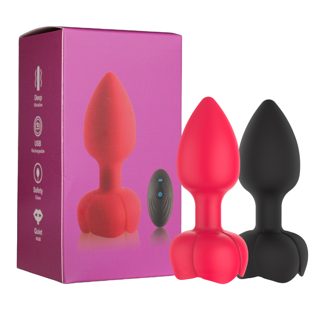 YAQU 10-Frequency Vibration Wireless Remote Control ABS Silicone Red/Black 9.5cm Waterproof CE Certified Anal Plug 50-65min Work