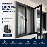 Ventana Abatible de Aluminio con Rotura de Puente Térmico y Doble Acristalamiento, Personalizada OEM, para Edificios Residenciales y Comerciales