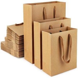 Bolsas de Papel Kraft Reutilizables, Plegables y Ecológicas, Color Marrón, para Compras y Regalos, con Asas - Product Image 1