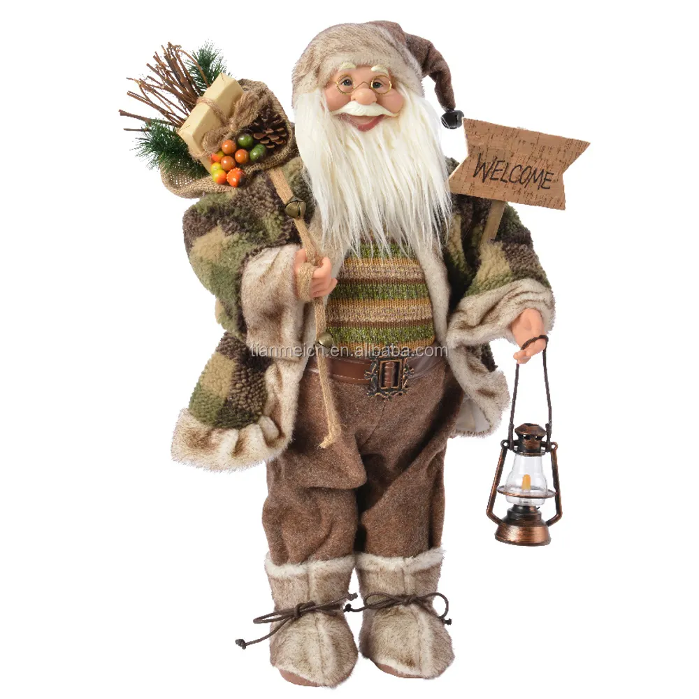 30 cm Christmas santa claus oil lamp xmas bag vintage figure doll for home decoration holiday showpiece luxury festival item